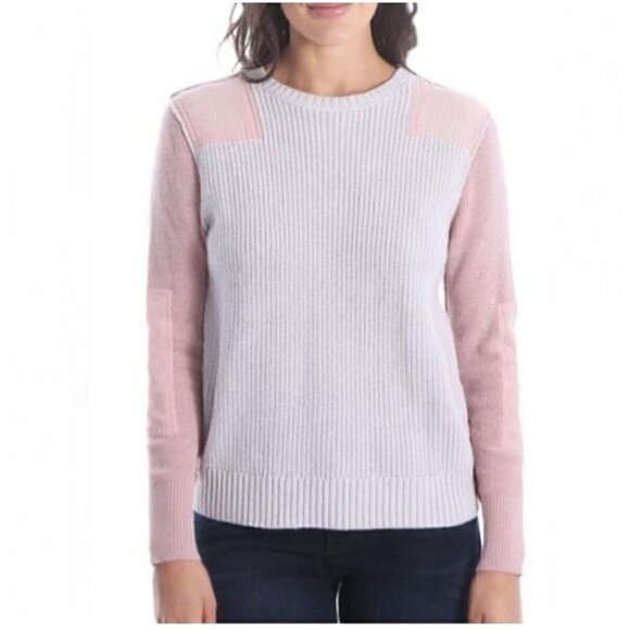 Kut from the Kloth Wool Lorissa Colorblock Knit Sweater Mauve Blush Pink Small - Picture 1 of 12